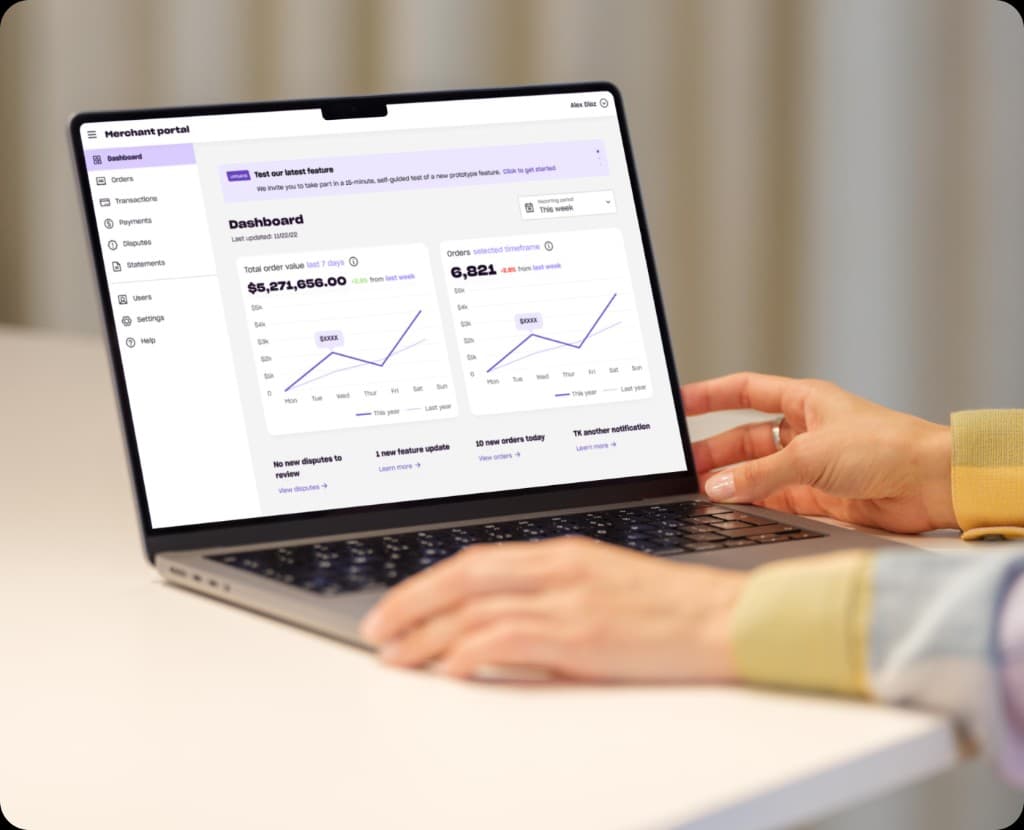 Arecibo BNPL aggregator merchant dashboard — onboarding, profile, and financing activity reporting